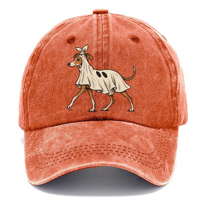 One Italian Greyhound In Halloween Costume Ghost Costume With A Jaunty Knot Tied On Top Halloween Dog Parade Classic Cap – Terracotta Clay