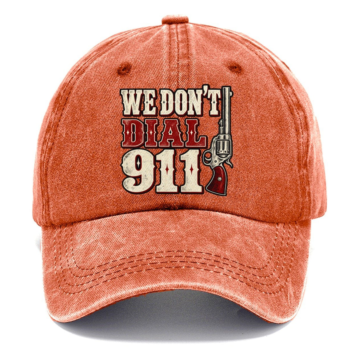 Frontier Letterpress We Don't Dial 911 Classic Cap – Terracotta Clay