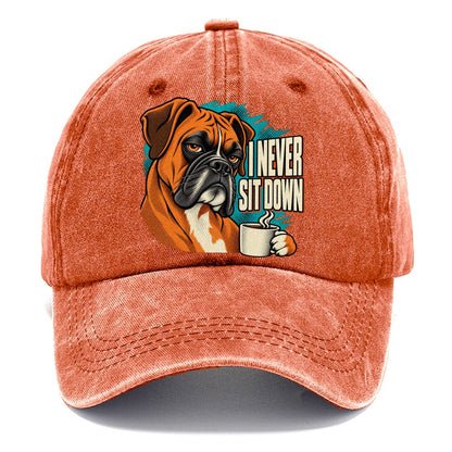 I Never Sit Down Boxer Dog Coffee Classic Cap – Terracotta Clay
