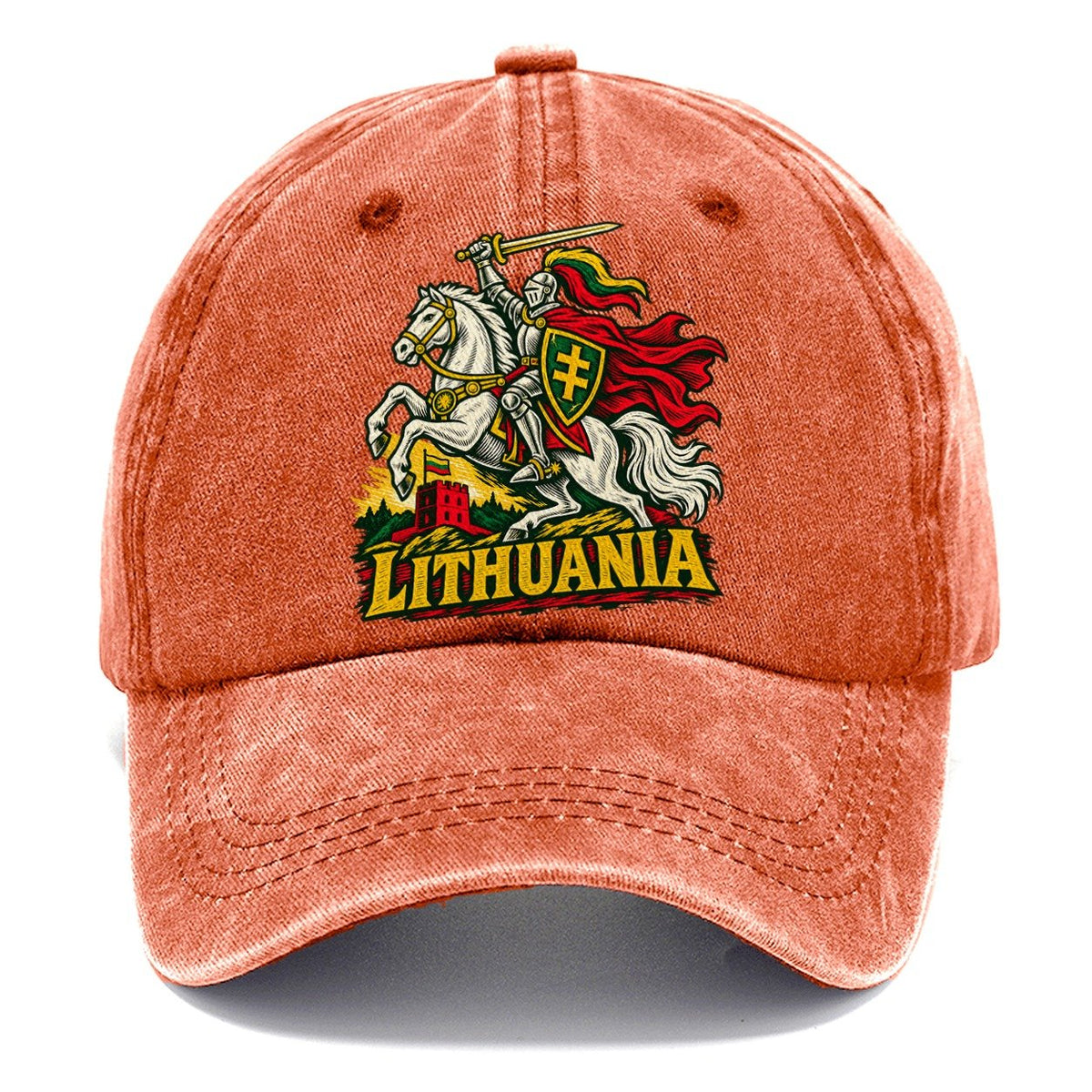 Lithuania Woodcut Badge Classic Cap – Terracotta Clay