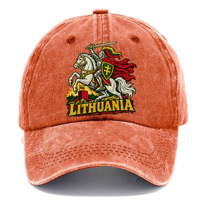 Lithuania Woodcut Badge Classic Cap – Terracotta Clay