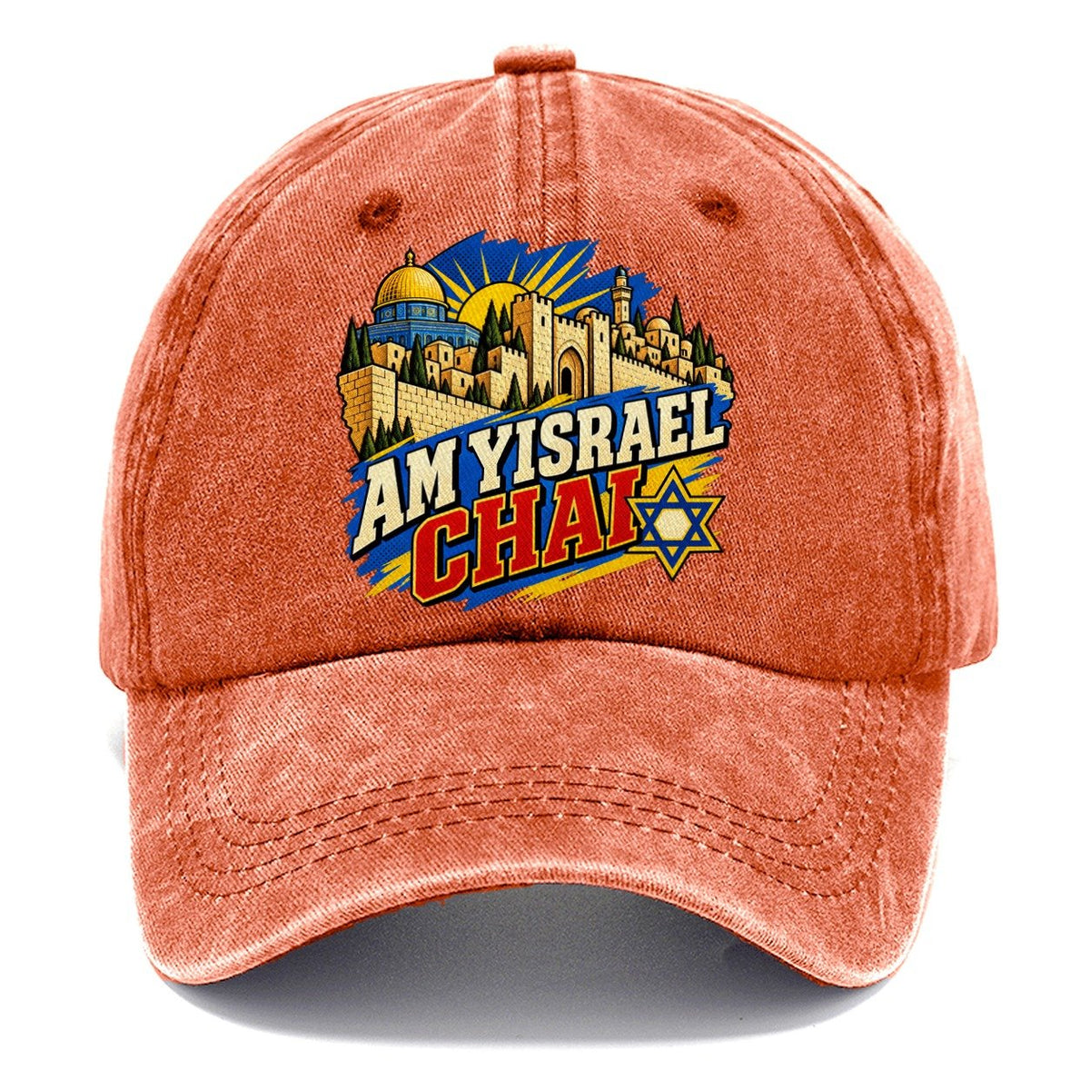 Pop Art Am Yisrael Chai Jerusalem Classic Cap – Terracotta Clay