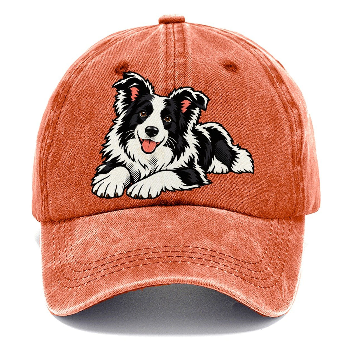 Pop Art Border Collie Lying Down Top Breeds Classic Cap – Terracotta Clay