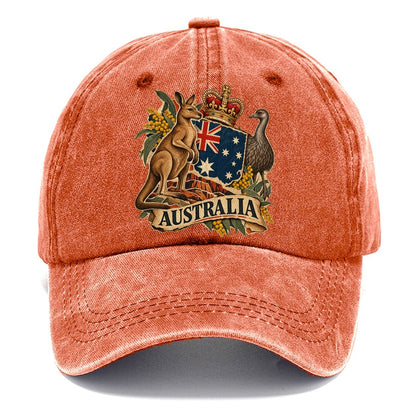 Australia Kangaroo and Emu Crest Classic Cap – Terracotta Clay