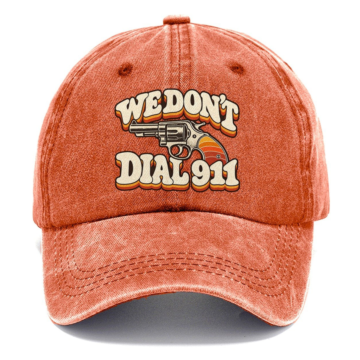 Seventies Sunset We Don't Dial 911 Classic Cap – Terracotta Clay