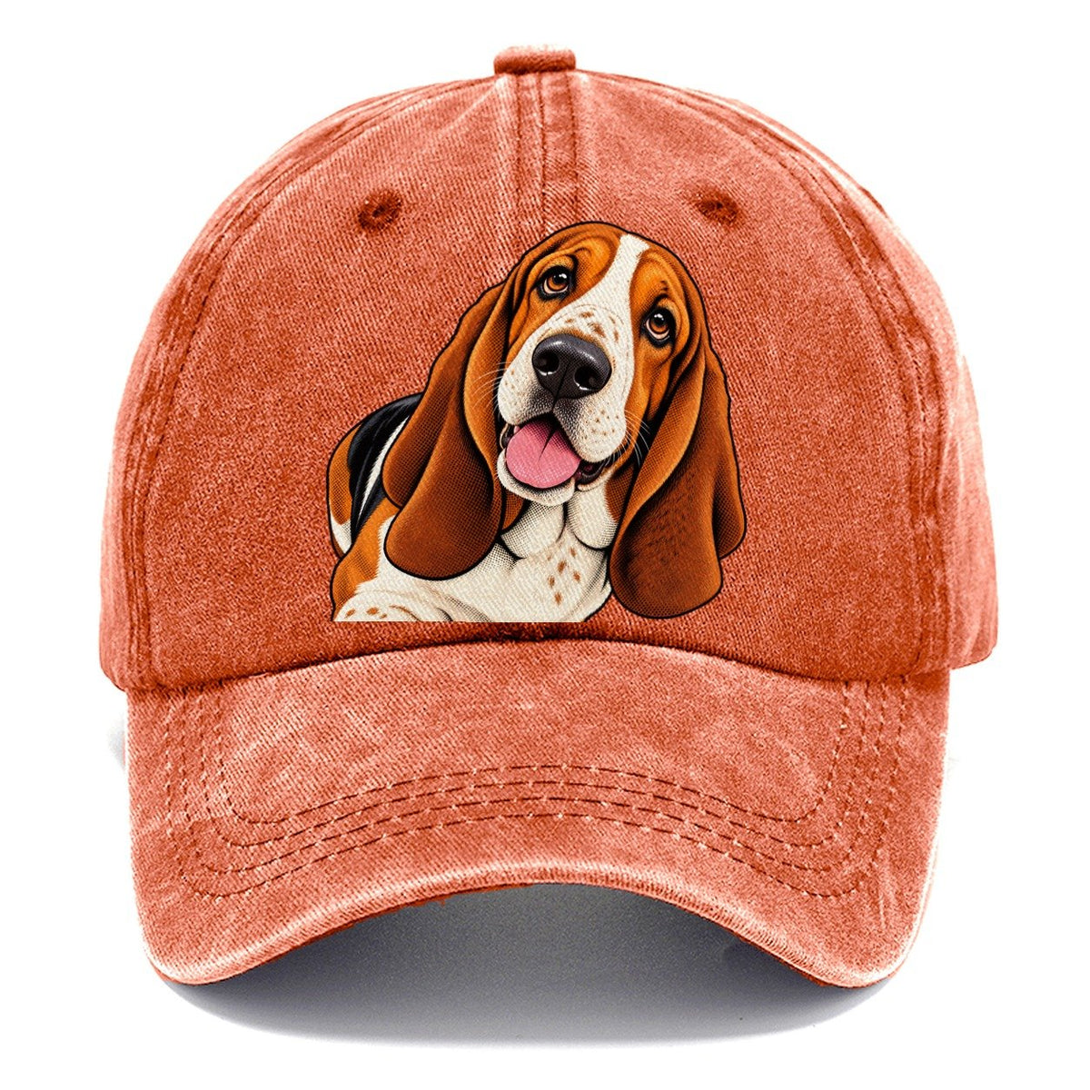Happy Basset Hound Portrait Classic Cap – Terracotta Clay