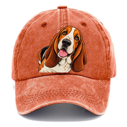 Happy Basset Hound Portrait Classic Cap – Terracotta Clay