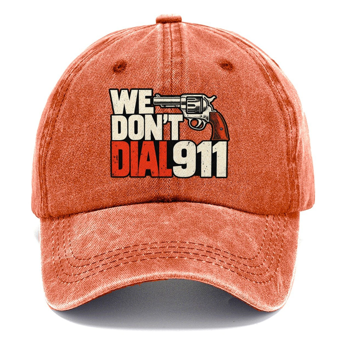 Swiss Type Block We Don't Dial 911 Classic Cap – Terracotta Clay