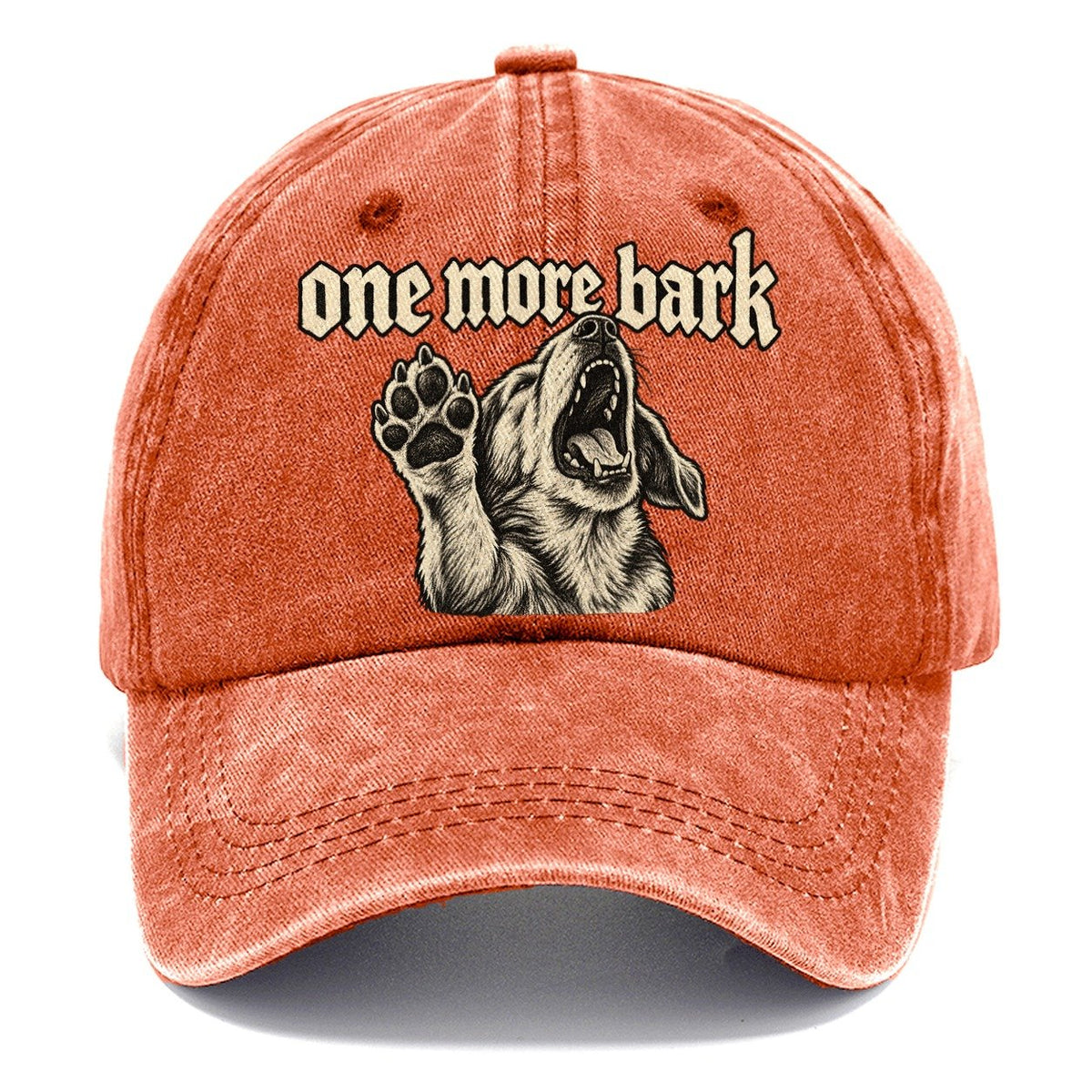A Dog Head Mid Howl With One Front Paw Raised To The Viewer Bark For Me Classic Cap – Terracotta Clay