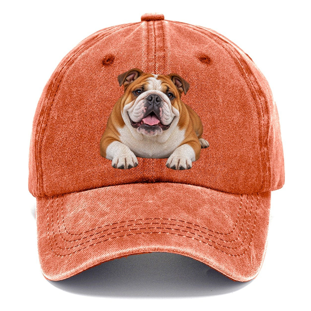 English Bulldog Lying Down Top Breeds Classic Cap – Terracotta Clay
