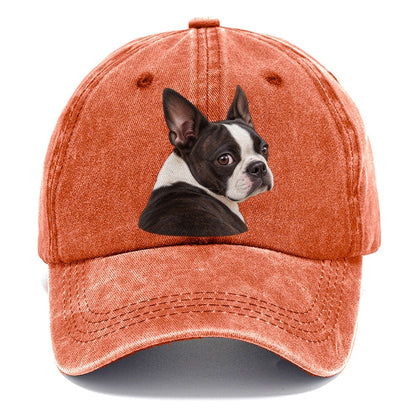 Boston Terrier Over The Shoulder Character Club Classic Cap – Terracotta Clay