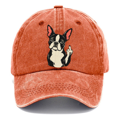 Boston Terrier Middle Finger Classic Cap – Terracotta Clay