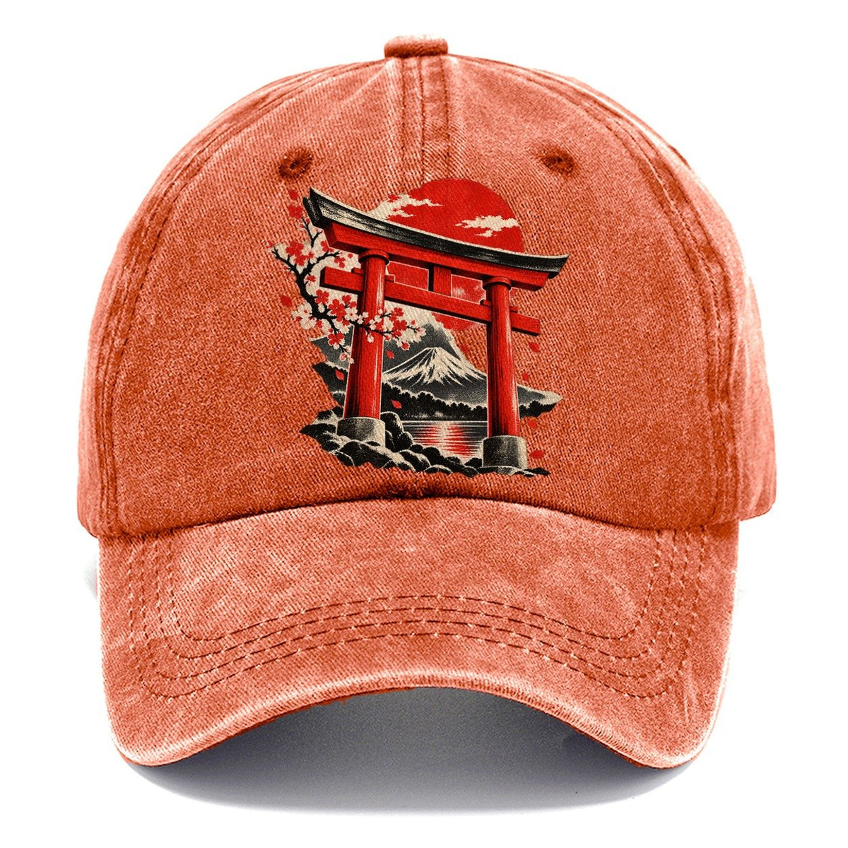 Torii Gate Mount Fuji Blossoms Classic Cap – Terracotta Clay