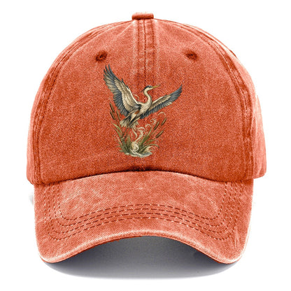 Heron Rising from Cattails Classic Cap – Terracotta Clay