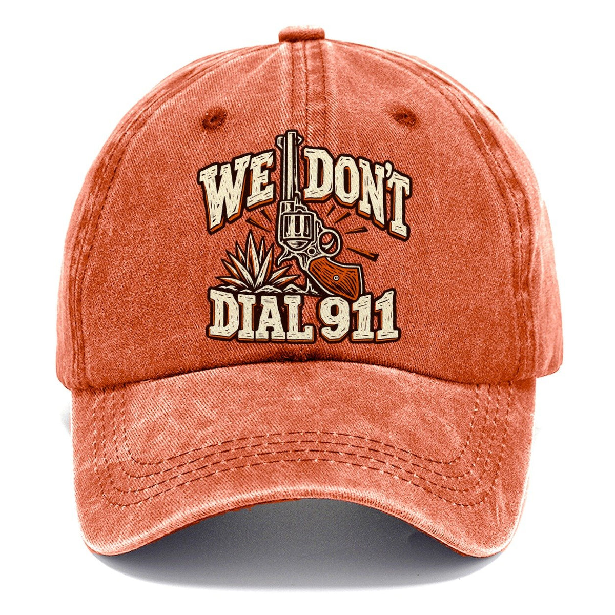 Ranch Linocut We Don't Dial 911 Classic Cap – Terracotta Clay