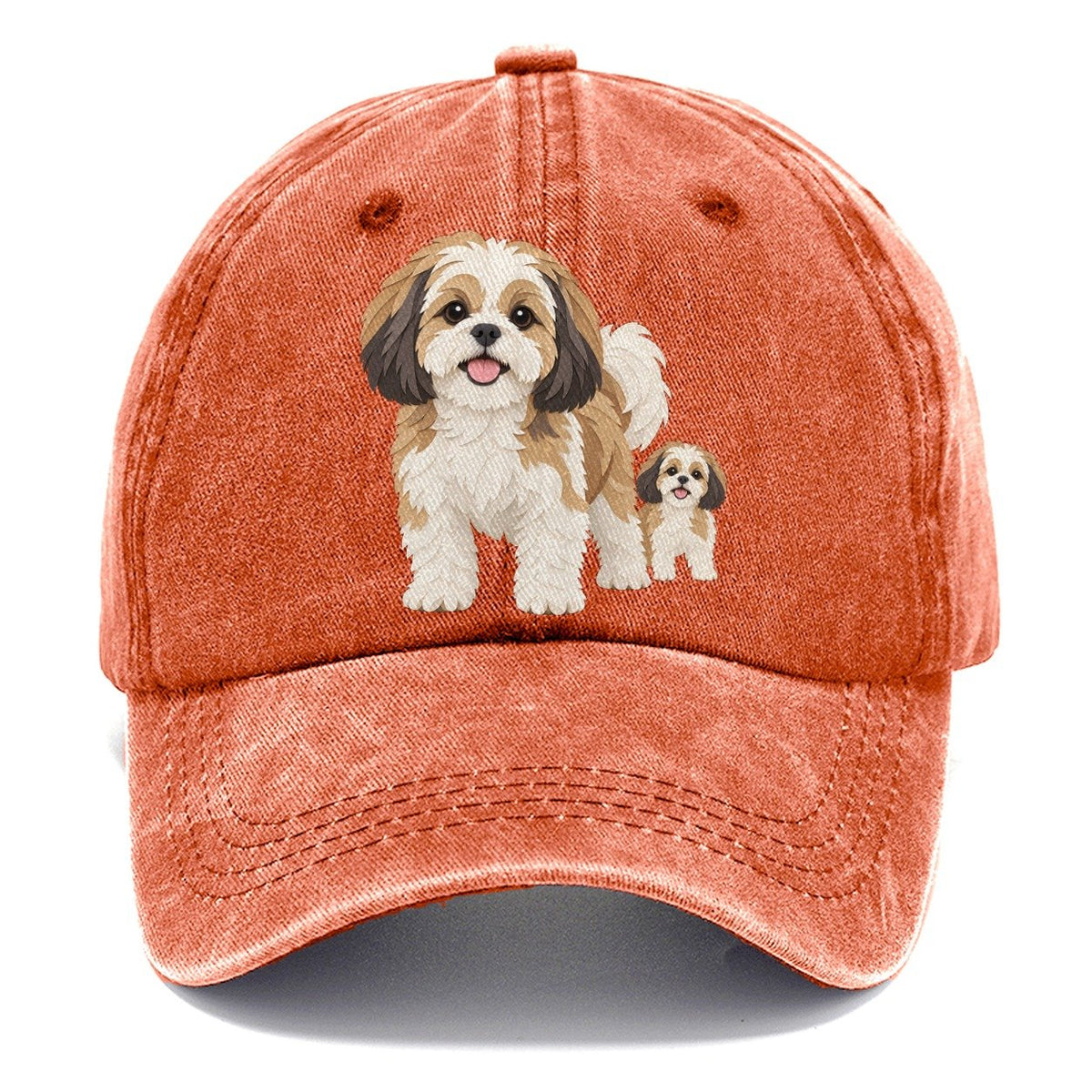 Cut-Paper Collage Shih Tzu Standing Top Breeds Classic Cap – Terracotta Clay
