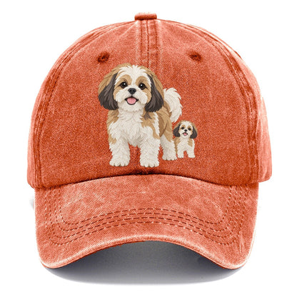 Cut-Paper Collage Shih Tzu Standing Top Breeds Classic Cap – Terracotta Clay