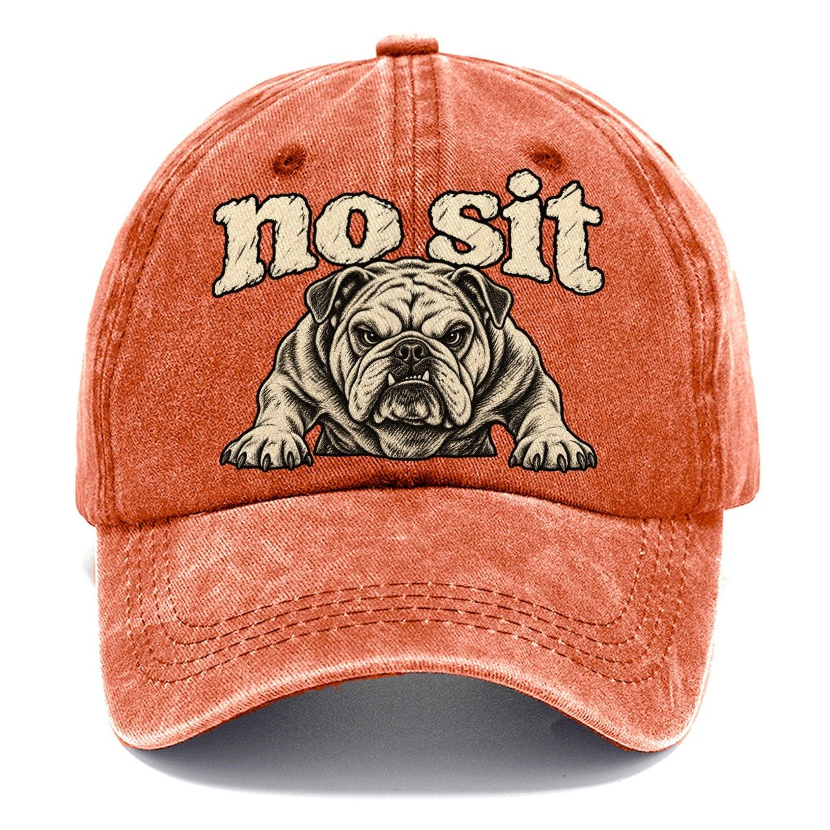 A Stocky Bulldog Planted Square On Braced Front Legs Head And Chest Only Bark For Me Classic Cap – Terracotta Clay