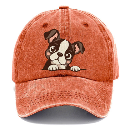 Peeking Boston Terrier Puppy Classic Cap – Terracotta Clay