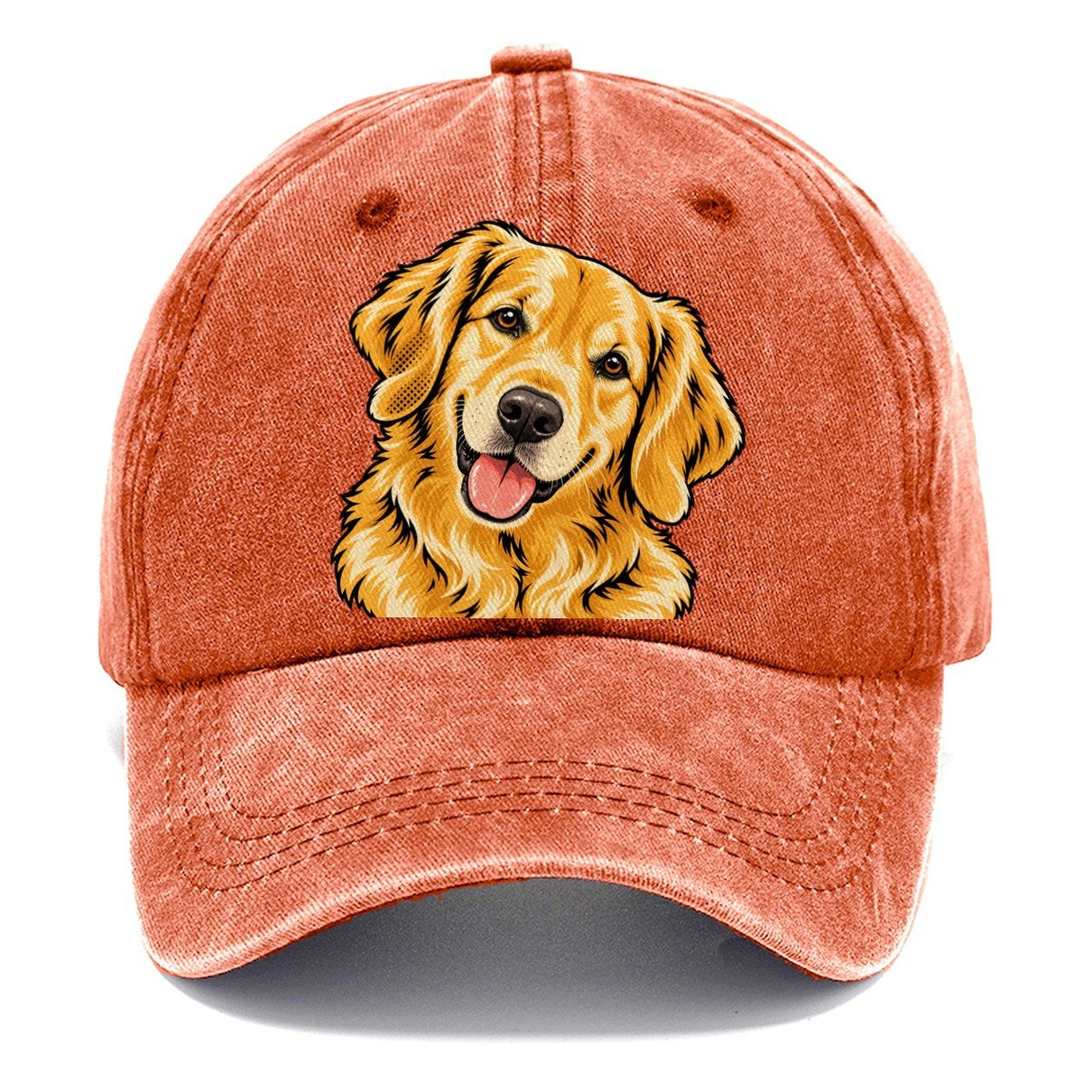 Pop Art Golden Retriever Head Tilt Classic Cap – Terracotta Clay