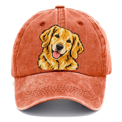 Pop Art Golden Retriever Head Tilt Classic Cap – Terracotta Clay