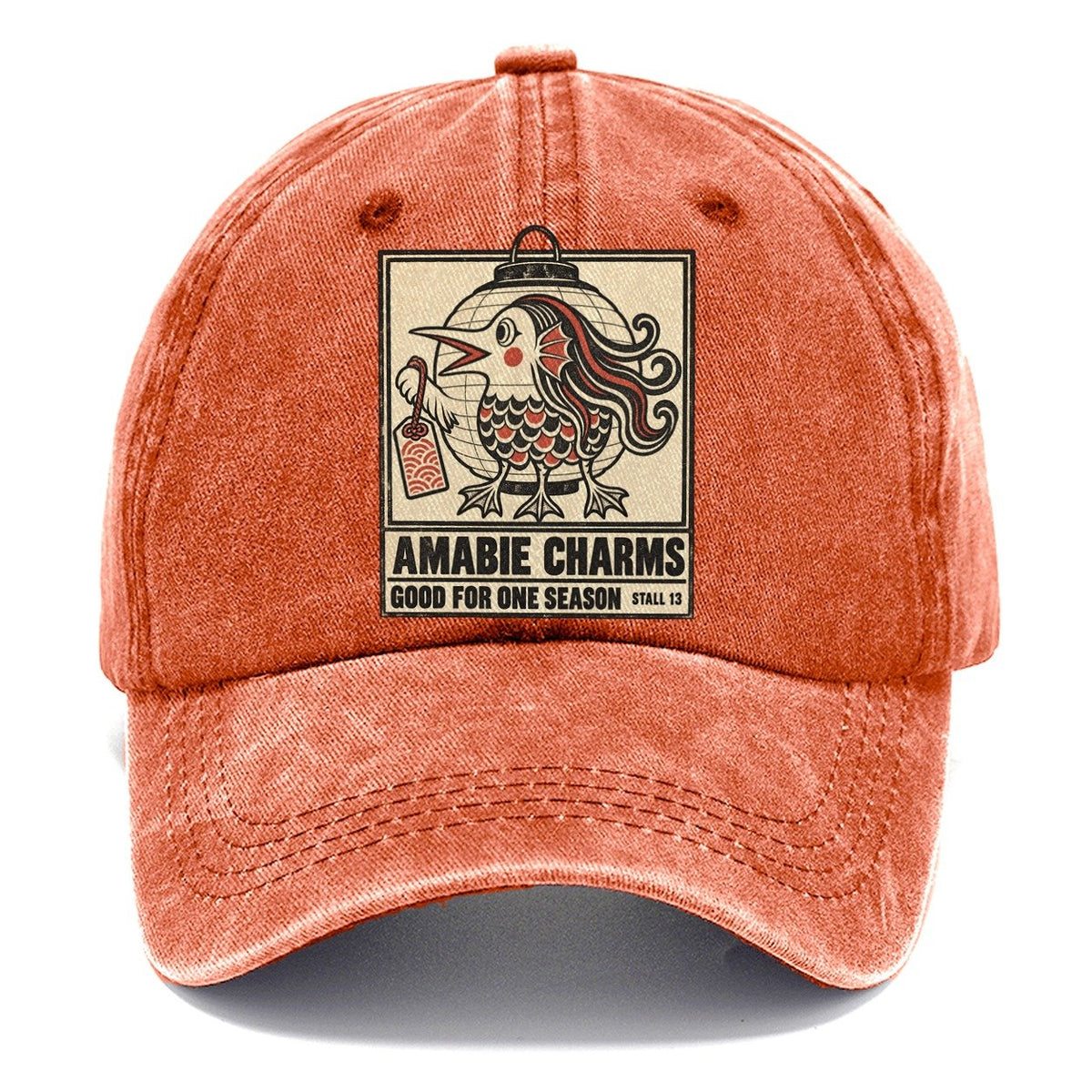 Amabie Charms Yokai Night Market Classic Cap – Terracotta Clay