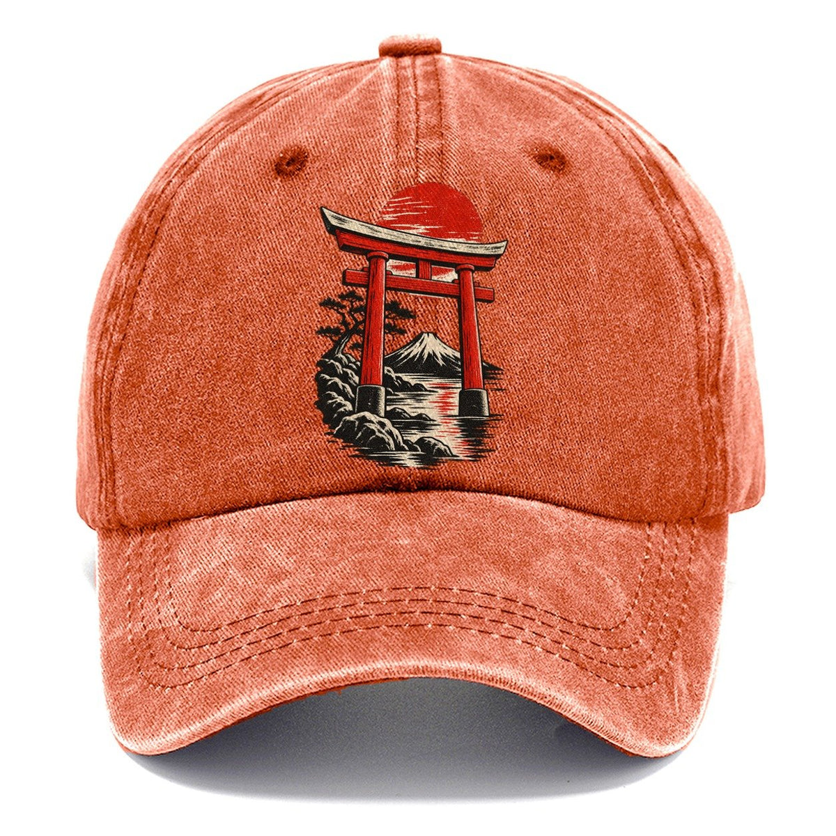 Torii Gate Mount Fuji Sunset Classic Cap – Terracotta Clay