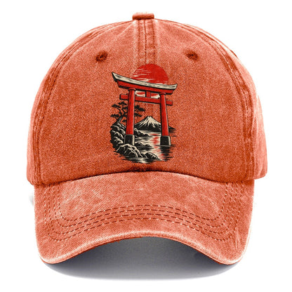 Torii Gate Mount Fuji Sunset Classic Cap – Terracotta Clay