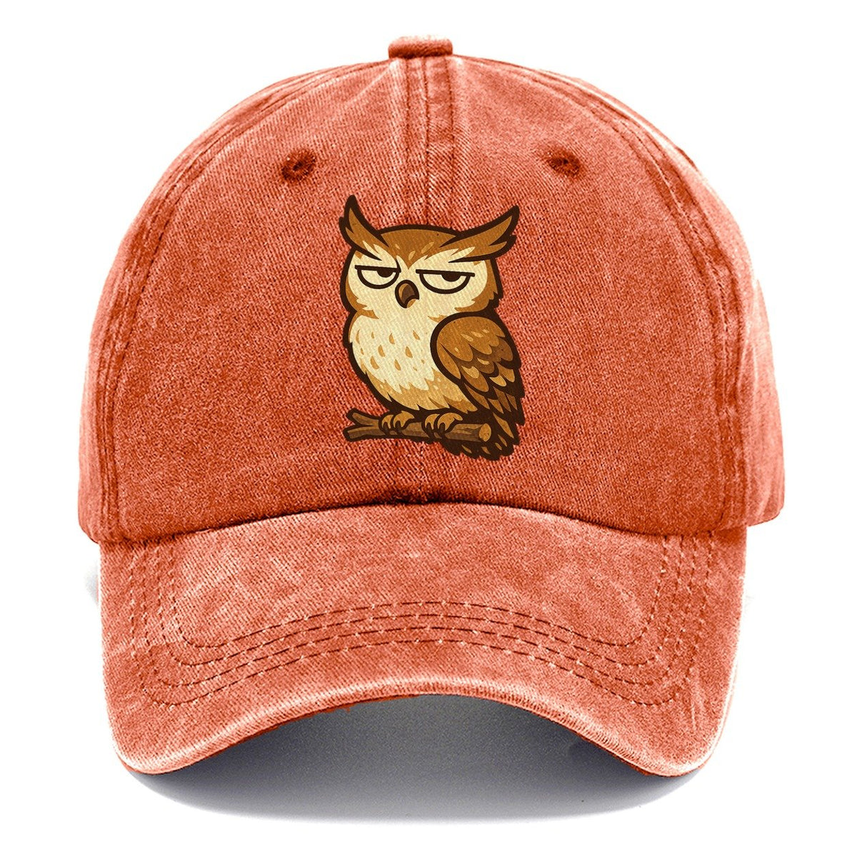 Grumpy Owl on Branch Classic Cap – Terracotta Clay