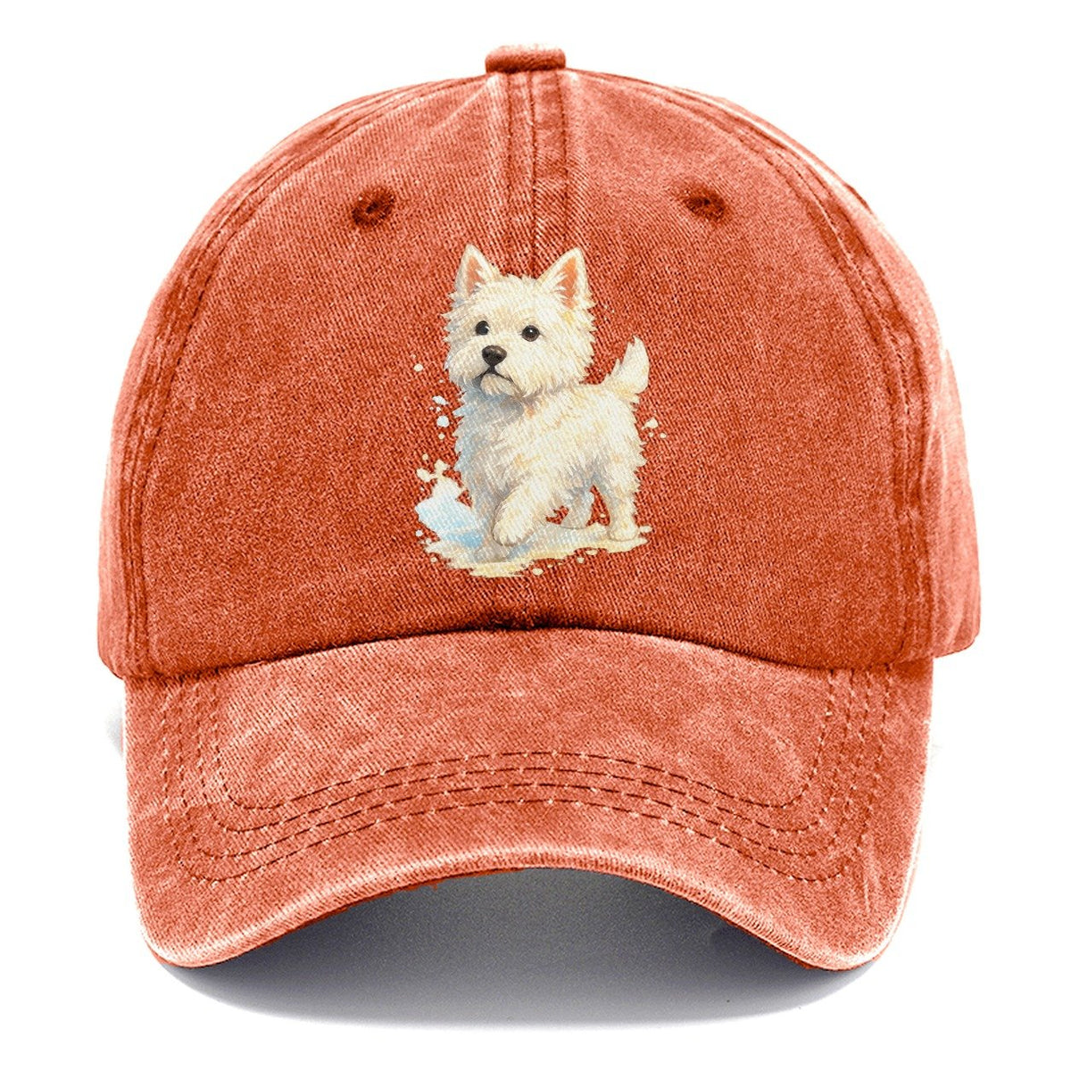 Westie Watercolor Portrait Classic Cap – Terracotta Clay