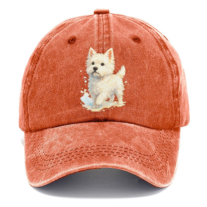 Westie Watercolor Portrait Classic Cap – Terracotta Clay