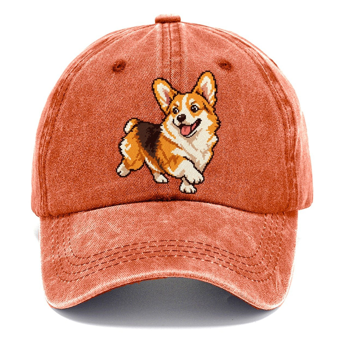 Pixel Art Corgi Classic Cap – Terracotta Clay