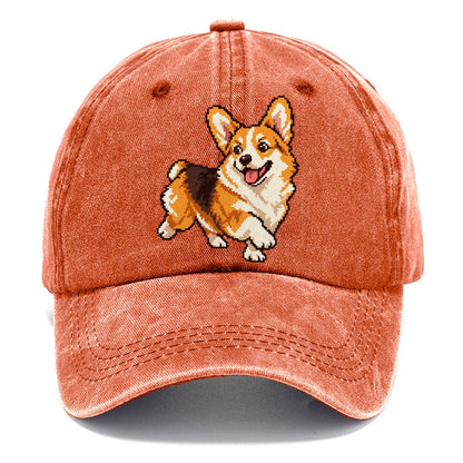 Pixel Art Corgi Classic Cap – Terracotta Clay