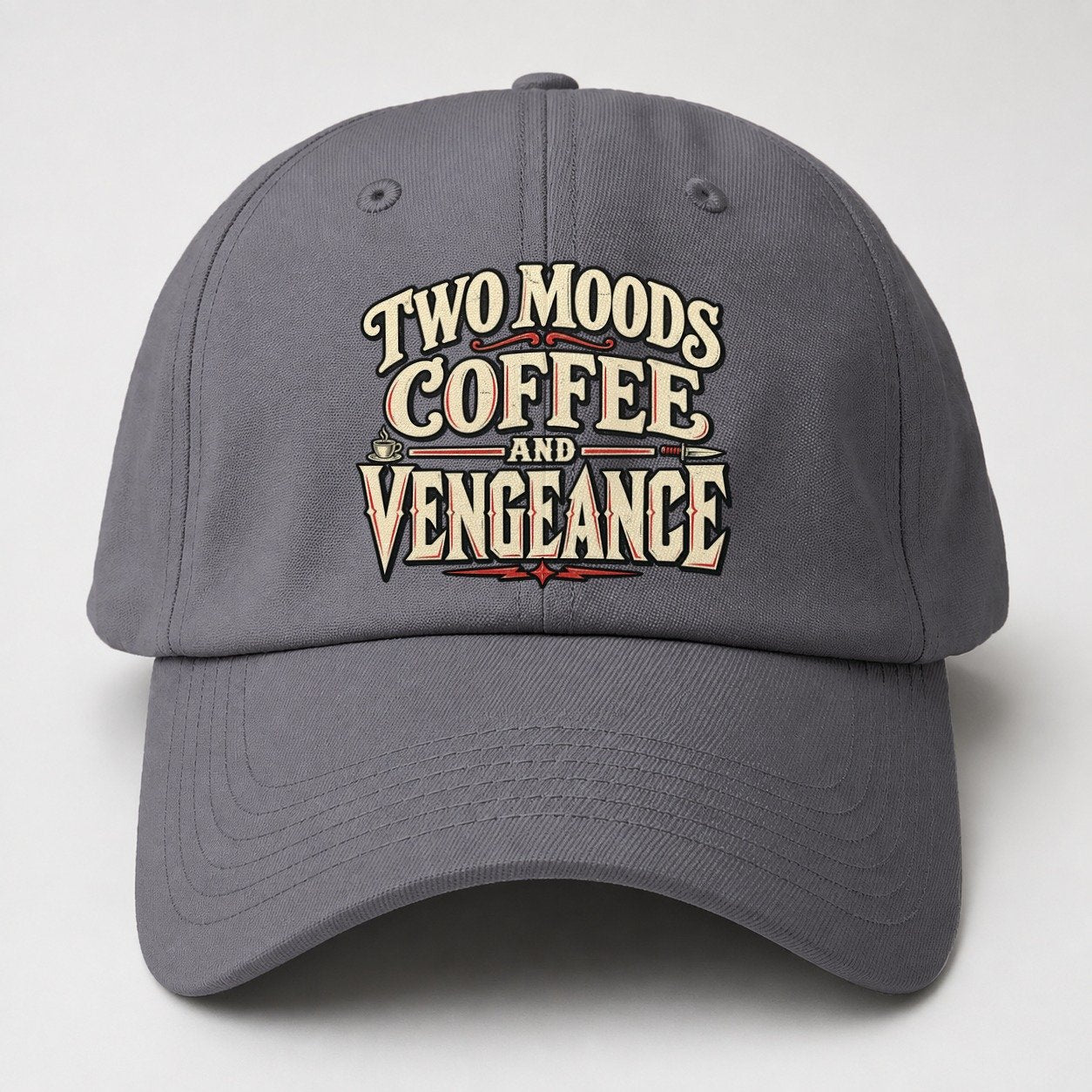 Two Moods Coffee And Vengeance American Wit Baseball Cap – Grey