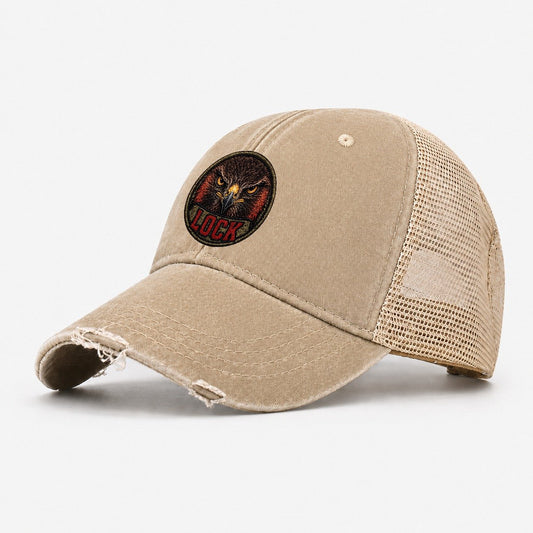 Hawk Lock Badge Washed Trucker Hat – Khaki