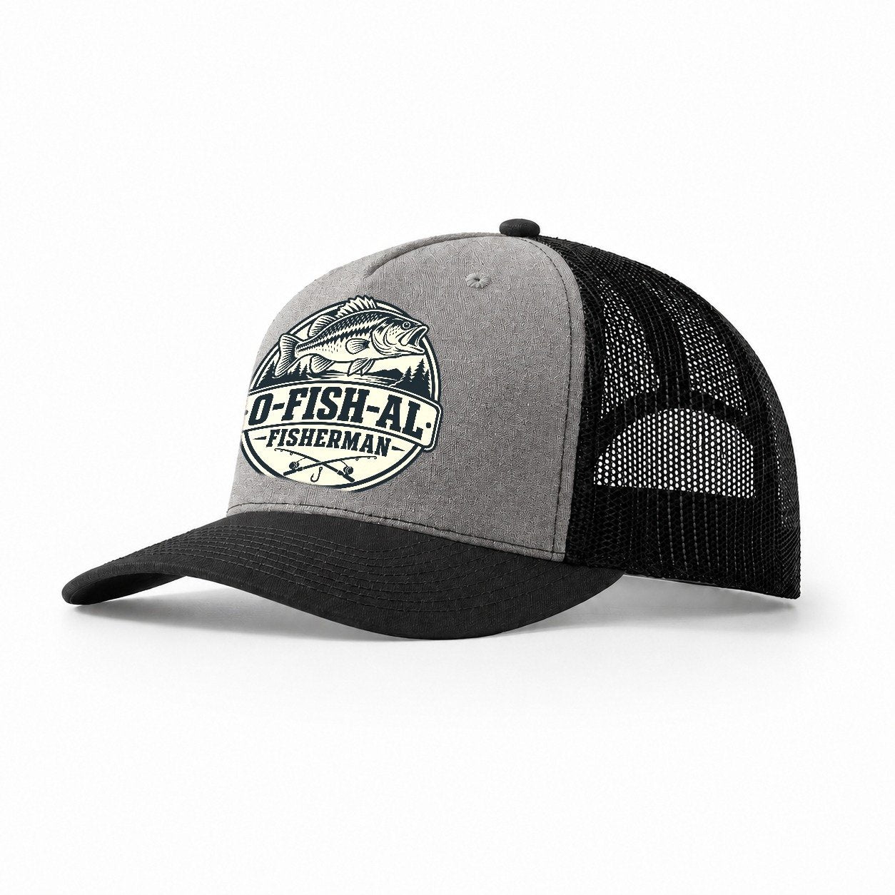 Ofishal Fisherman Fishing Elegant Trucker Hat – Grey Black