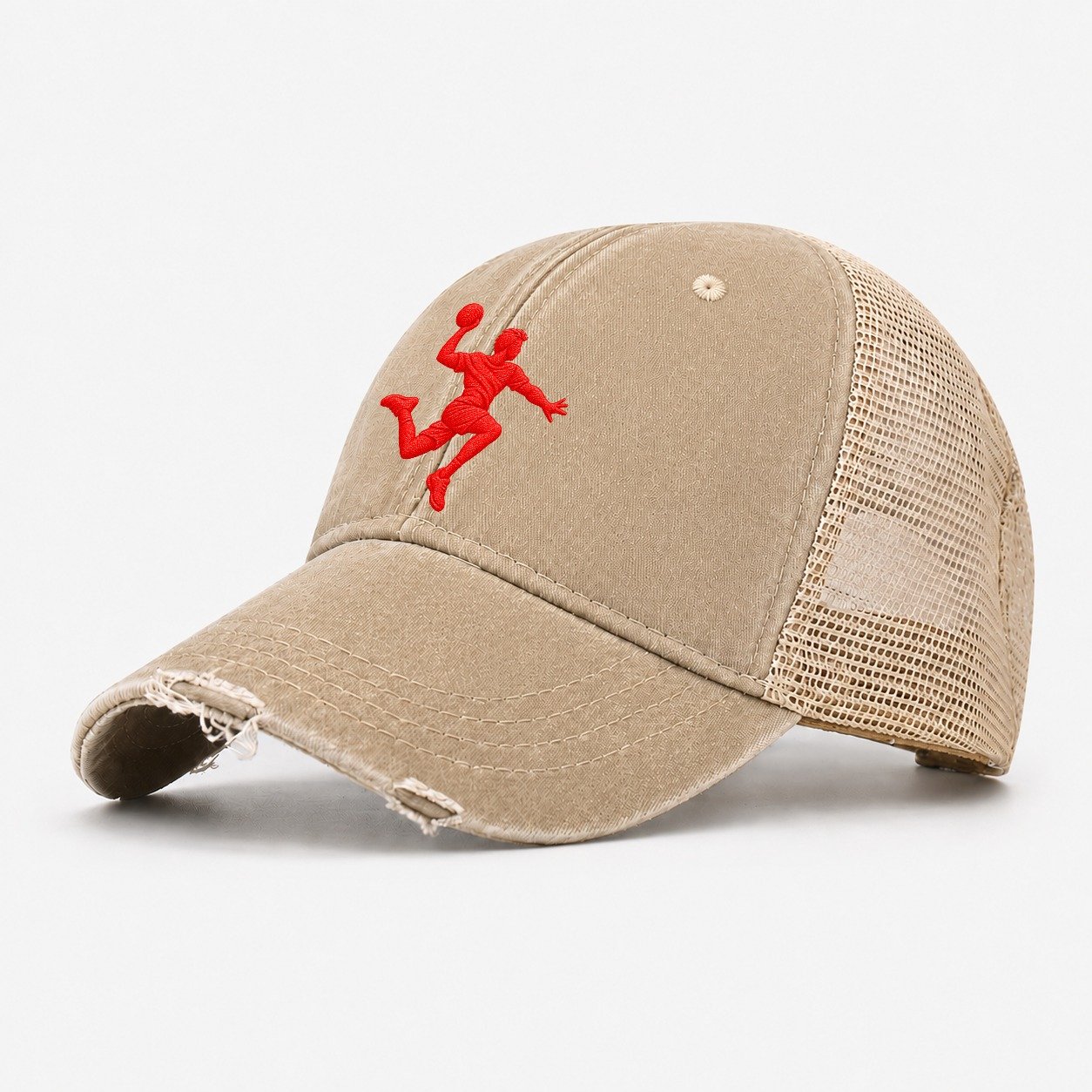 Handball Airborne Shot Micro Motion Mark Washed Trucker Hat – Khaki
