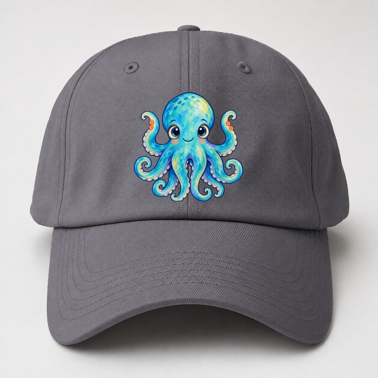 Octopus Curious Wave Sea Sprite Baseball Cap – Grey