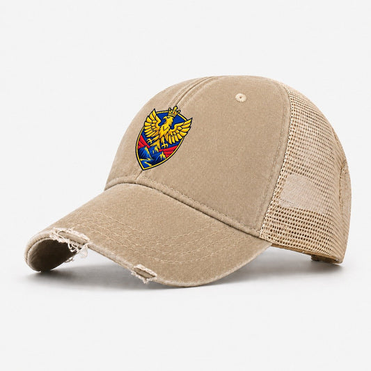 Romania Minimal Emblem Country Logos Washed Trucker Hat – Khaki