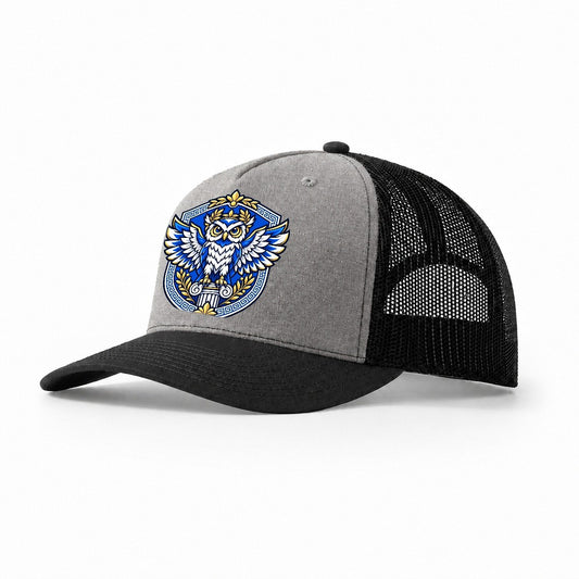Greece Heraldic Crest Country Logos Trucker Hat – Grey Black