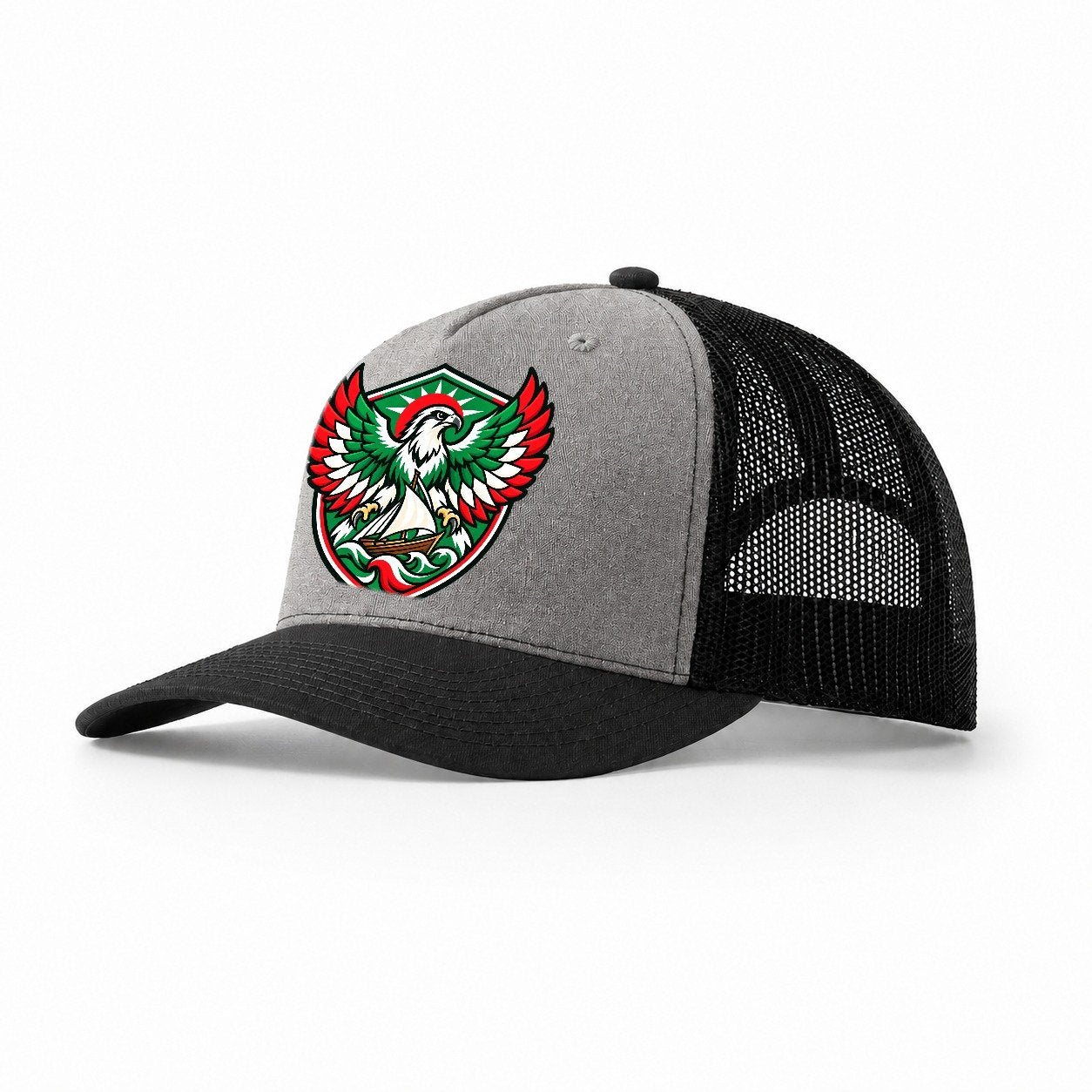 Kuwait Minimal Emblem Country Logos Trucker Hat – Grey Black
