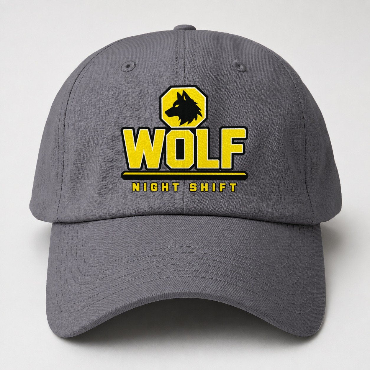 Wolf Night Shift Heavy Duty Baseball Cap – Grey