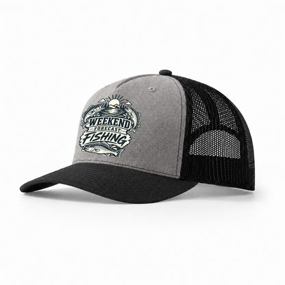 Weekend Forecast Fishing Fishing Elegant Trucker Hat – Grey Black