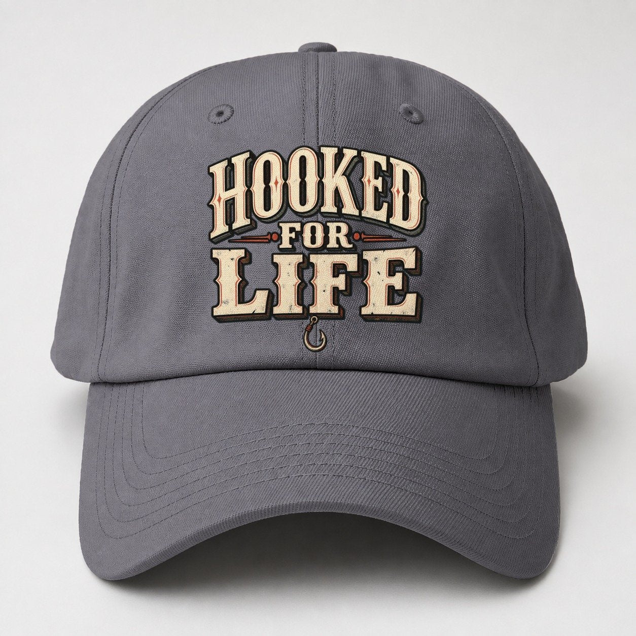 Hooked For Life American Wit Baseball Cap – Grey