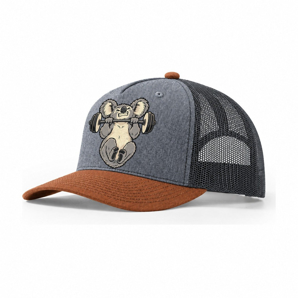 Koala Pull Ups Animal Lifters Trucker Hat – Heather Grey Rust Charcoal