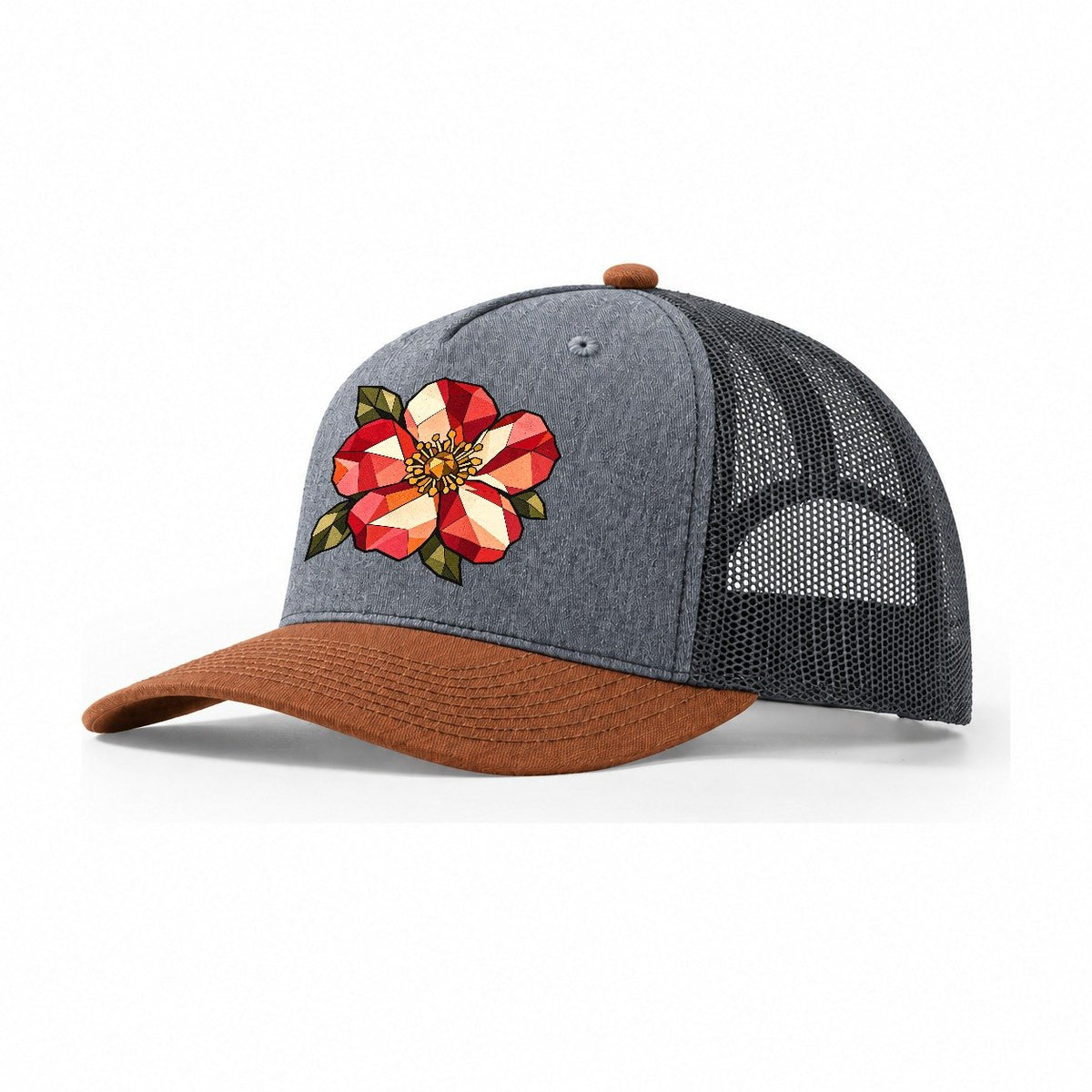 Wild Rose Wildwood Mosaic Trucker Hat – Heather Grey Rust Charcoal