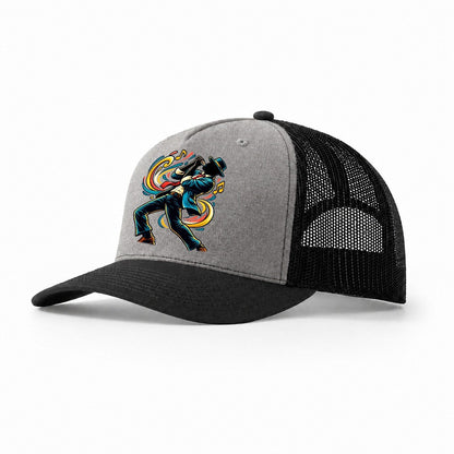 Harmonica Icon Music Instruments Trucker Hat – Grey Black
