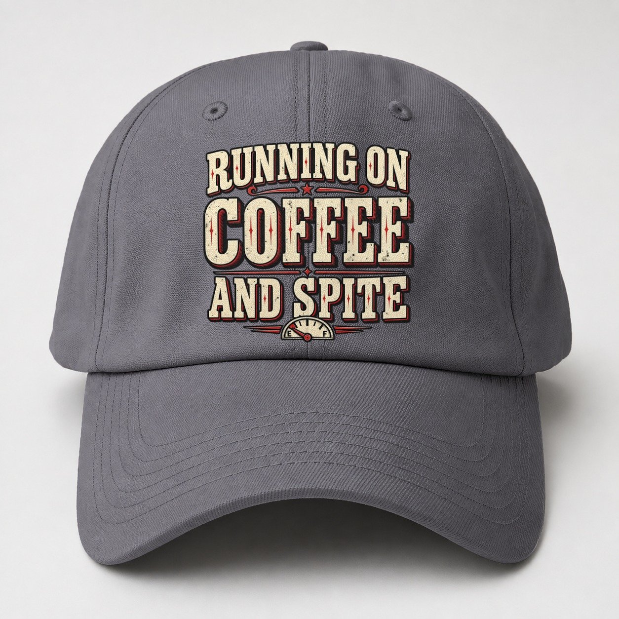 Running On Coffee And Spite American Wit Baseball Cap – Grey