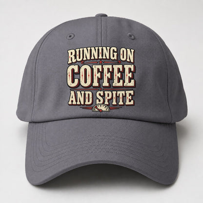 Running On Coffee And Spite American Wit Baseball Cap – Grey