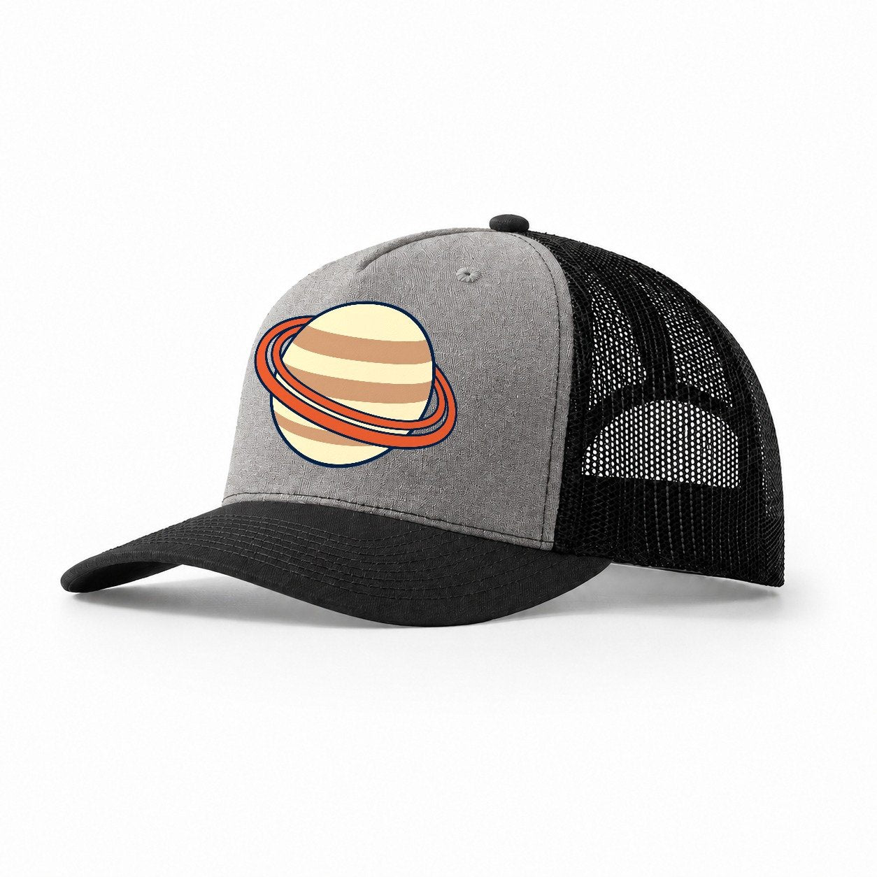 Saturn Ring Geometry Astronomy And Stargazing Trucker Hat – Grey Black